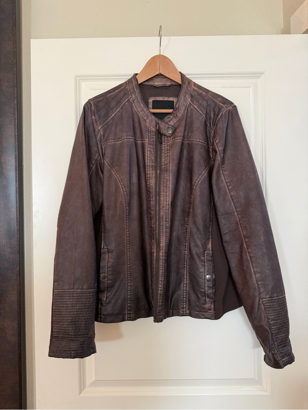 Men's Brown Leather Moto Jacket
